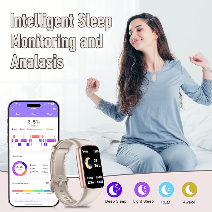 Fitness Tracker with 24/7 Heart Rate, Blood Pressure Blood Oxygen Sleep Monitor, 123 Sports Modes Calories Smart Watch,IP68 Waterproof Step Counter Activity Trackers Pedometer for Women Men (Beige)