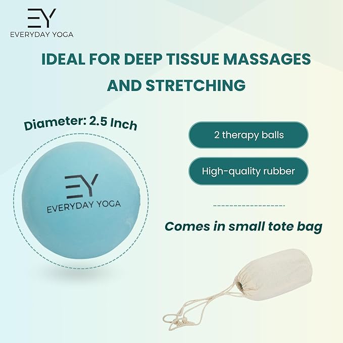 Everyday Yoga Therapy Massage Ball - Instant Muscle Pain Relief for Trigger Point Therapy, Deep Tissue Pressure, and Myofascial Release - Aqua