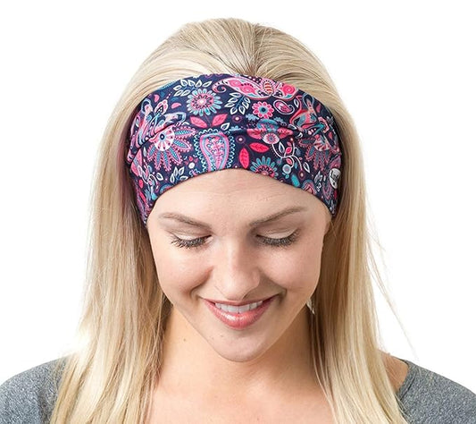 RiptGear Stretch Sport Headband for Women (Hippie Flower) — Made of Non-Slip Sweat Wicking Fabric — Great for Yoga, Running or The Gym — Soft Headband That Fits Most Head Sizes — (1-Pack)