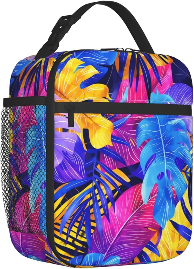 Insulated Lunch Box for Women Men, Leaf Theme Lunch Box Reusable Portable Lunch Bag Cooler Tote Waterproof Lunch Container for Office Picnic Work Travel Hiking