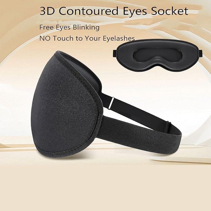 Sleep Mask for Side Sleeper, 3D Contoured Blackout Sleeping Mask,Breathable Sleep Masks for Women Men,Eye Masks for Sleep,Adjustable Eye Cover Blindfold with lash Extensions for Trave,Nap,Night Work