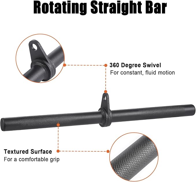 SERTT Workout Cable Machine Attachment for Home Gym, LAT Pulldown Attachments, Cable Accessories for Weight Training, Straight Pull Down Bar, Tricep Rope, Double D Row Handle, V-Shaped Bar