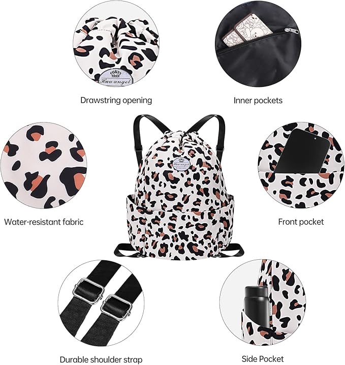 HUA ANGEL Drawstring Backpack Bag, Sport Gym Sackpack Lightweight Small Gym Bag for Men Women Pull String Sport Beach Bag