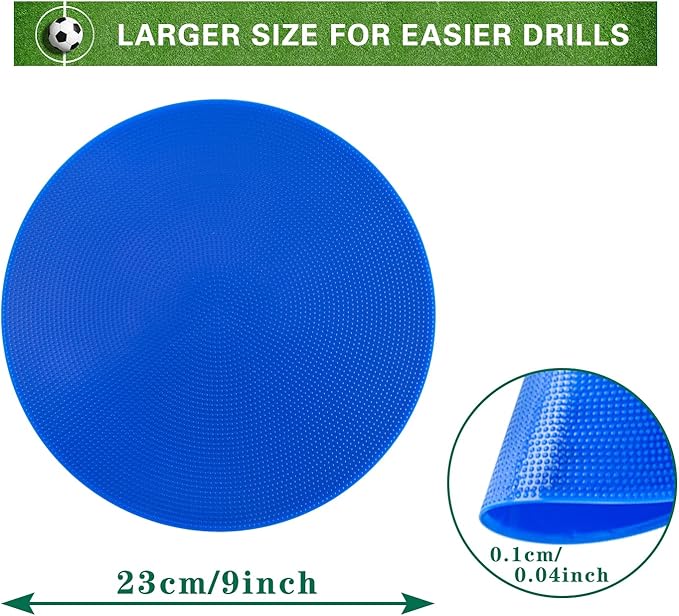 Spot Markers 9 Inch Non Slip Rubber Floor Markers Flat Field Cones Poly Dots for Soccer Basketball Sports Speed Agility Training and Drills