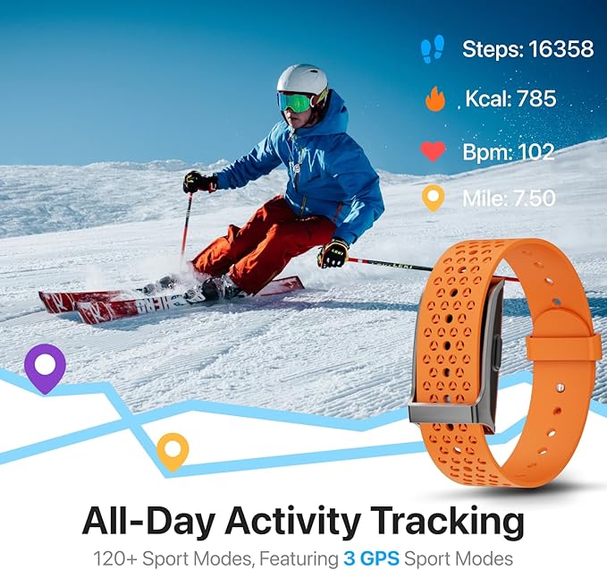 Smart Health Wristband, Wearable Activity & Fitness Tracker, 120+ Sports Modes, All-Day Continuous Monitoring, Heart Rate Tracking, Improve Sleep, Stress, Wellness, 2 Pack Bands, with Free APP