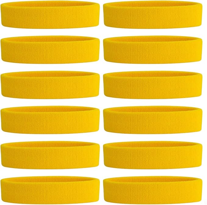 ONUPGO Sweatband Headbands for Men & Women -12PCS Sports Headbands Moisture Wicking Athletic Cotton Terry Cloth Headband for Tennis,Basketball,Football,Gym,Working Out