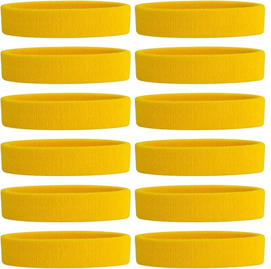 ONUPGO Sweatband Headbands for Men & Women -12PCS Sports Headbands Moisture Wicking Athletic Cotton Terry Cloth Headband for Tennis,Basketball,Football,Gym,Working Out