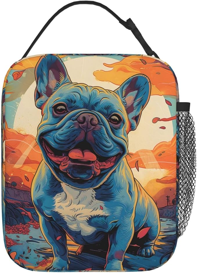 Cute Dog Lunch Box for Kids,Puppy Insulated Bag for Student,Pet Lovers Reusable Thermal Insulation Cooler Tote Bags for School Work Picnic Camping Outdoor Gifts (French Bulldog)