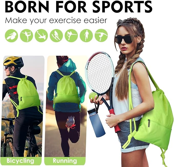 GAENMESH Drawstring Backpack Bag for Sports Lightweight Foldable Gym Bag with Sturdy Draw Cord Shoulder Strap Hiking Travel Camping
