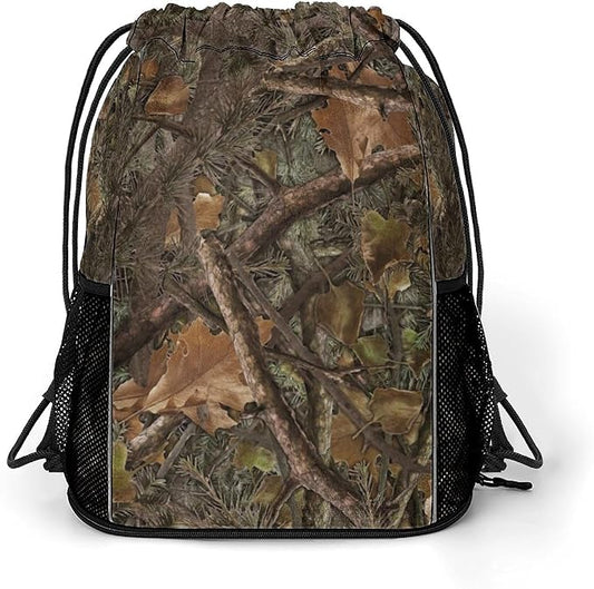 Camo Drawstring Backpack Gym Bag With Shoe Compartment String Bag Sport Beach Swimming Sackpack For Women Men