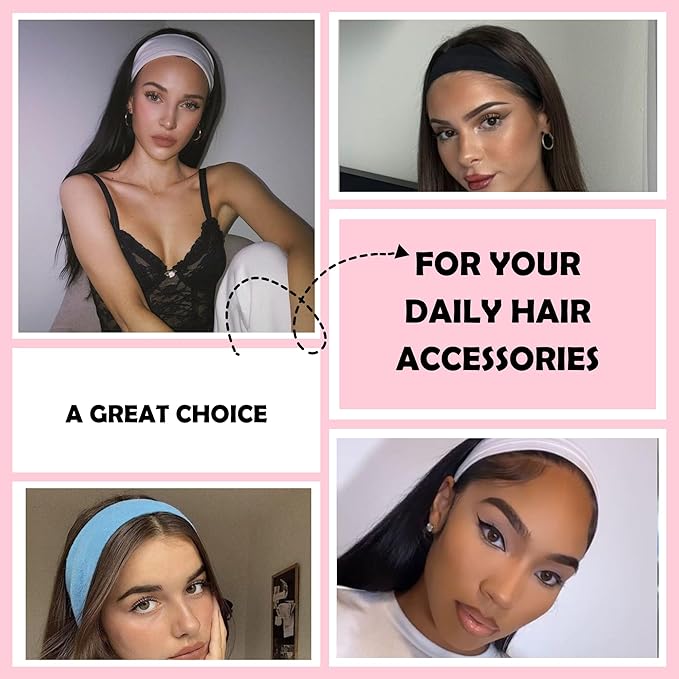 Multicolor Headbands Pack - 08 Elastic, Trendy Boho Headbands for Women, Girls, Exercise & Yoga (Spring)