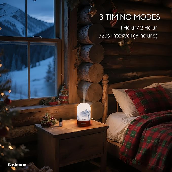 Essential Oil Diffuser with Lavender Oil, 100ml Ultrasonic Aromatherapy Humidifier, 6 in 1 Scent Vaporizer with Timer and Auto-Off (Winter-Lavender)