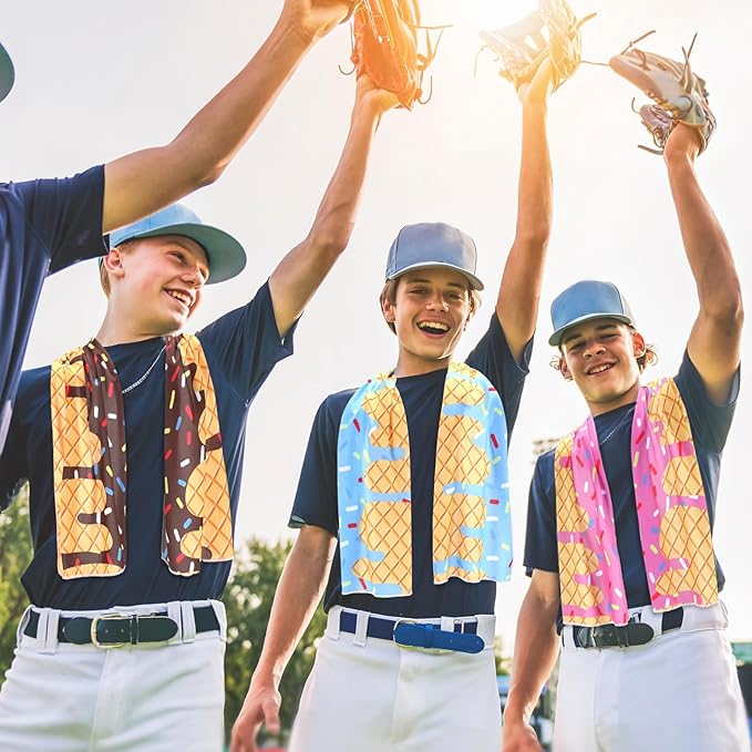 Breling 30 Pcs Baseball Cream Drip Cooling Towels 40"x12" Ice Cooling Towels Microfiber Sweat Sport Rags Absorbent Chilly Washcloth for Hot Weather Workout Gym Coach Gift Sport Party Favors