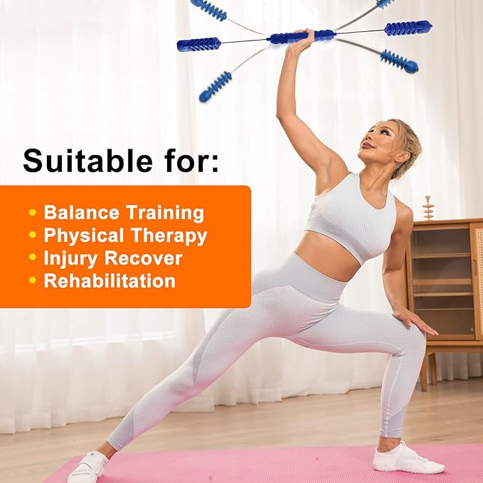 Fitness Exercise Bar,Elastic Fitness Bar,High Frequency Vibration Training Fat Buring Workout Bar for Yoga Pilates Sports,Power Twister for Arm,Abdominal Muscles Strength Exercises In Home Gym