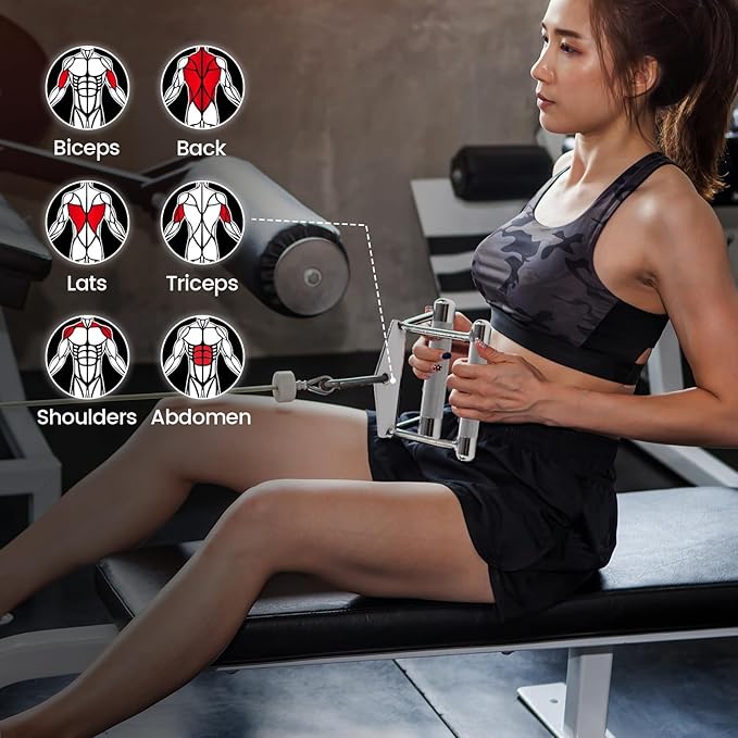 V-Shaped Bar Straight Rotating Bar Curl LAT Pull Down Bar D Handle Double D Row Handle LAT Pulldown Attachments Cable Machine Attachment for Home Gym