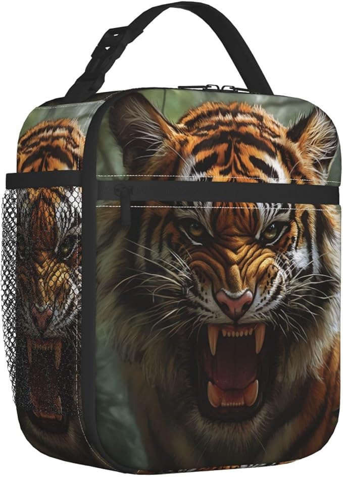 Insulated Lunch Box for Women Men, Tiger Theme Lunch Box Reusable Portable Lunch Bag Cooler Tote Waterproof Lunch Container for Office Picnic Work Travel