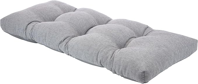 Klear Vu The Gripper Omega Non-Slip Tufted Bench Cushion for Indoor Furniture, Entryway Storage, Bay Window, 33 Inches, Chenille Gray