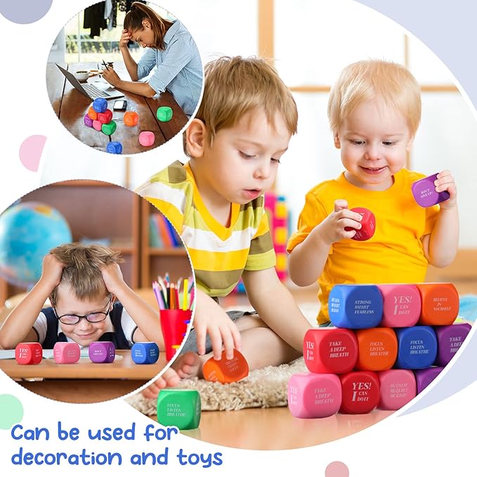 Jerify 30 Pcs Motivational Stress Ball Bulk Quote Inspirational Foam Cubes Balls Stress Relief Employee Appreciation Gift for Coworkers Kids Adult Motivating Encouraging (Multi Colors)