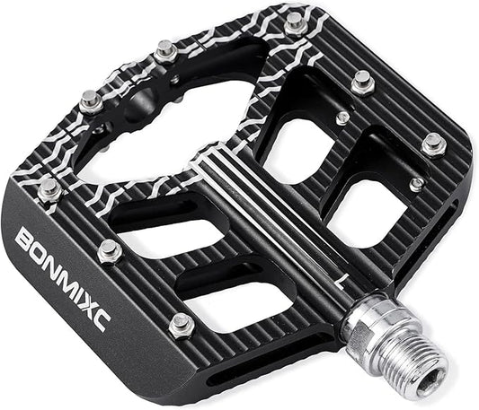 Bike Pedals 9/16 Mountain Bike Pedals Non-Slip Aluminum Alloy Large Platform Sealed Bearing Flat Road Bicycle Pedals