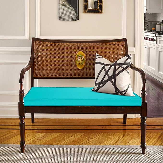 Outdoor Bench Cushions 42 x 18 x 3 Inch with Ties, Thick Waterproof Porch Swing Cushions for Patio Furniture Chair Pad, Seat Sofa Garden Replacement Cushion Sponge Filling