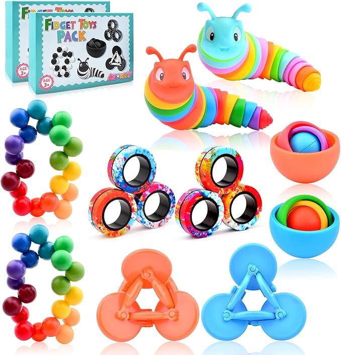 Fidget Toys Teen Pack, Fidget Spinner for Adults, Easter Gift for Boys 8-12, 10PC Sensory Toys Set for Kids Autism, Desk Toy Stress Relief Toys for ADHD