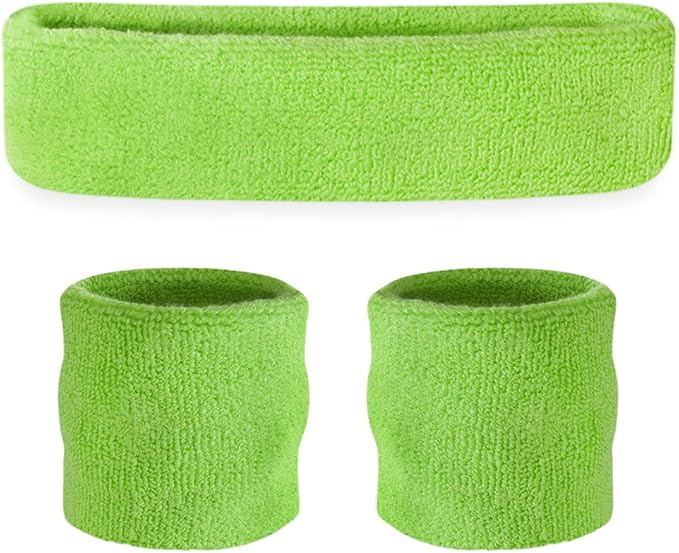 Suddora Sweatbands Set, Moisture Wicking 2 Wristbands and 1 Headband, Breathable Terry Cloth Athletic Bands for Basketball, Tennis, Yoga, Gym, Sweat Bands for Costumes and Cosplay