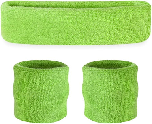 Suddora Sweatbands Set, Moisture Wicking 2 Wristbands and 1 Headband, Breathable Terry Cloth Athletic Bands for Basketball, Tennis, Yoga, Gym, Sweat Bands for Costumes and Cosplay
