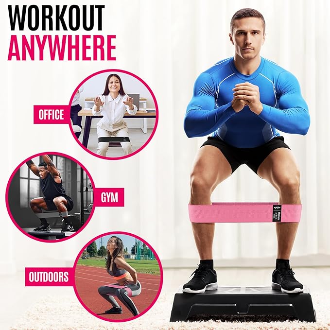 WALITO Resistance Bands for Working Out, Fabric Exercise Bands for Legs and Butt, Workout Bands for Women and Men, Booty Band for Yoga Starter Set, Pilates, Rehab, Fitness and Home Workout