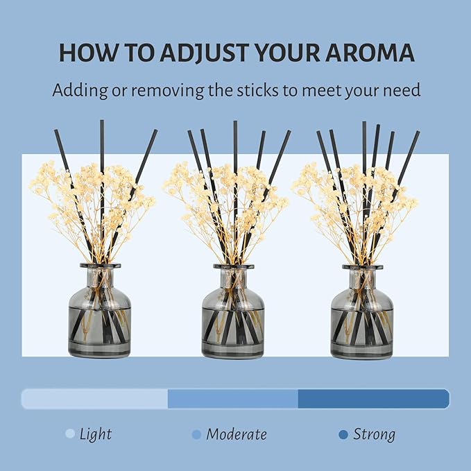 Brakula 2 Pack Reed Diffuser, Bamboo + Lavender Vanilla (3.38 fl oz Each Pack), Home Fragrance with 12 Sticks, Shelf Decor, Reed diffusers for Home