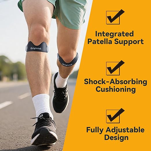 Patellar Tendon Support Strap – Adjustable Non-Slip Patella Band Knee Brace Stabilizer for Jumpers Knee, Tendonitis, Running, Basketball, Volleyball, Squats – Two Interchangeable Straps for Adults & Teens, 1 Pack
