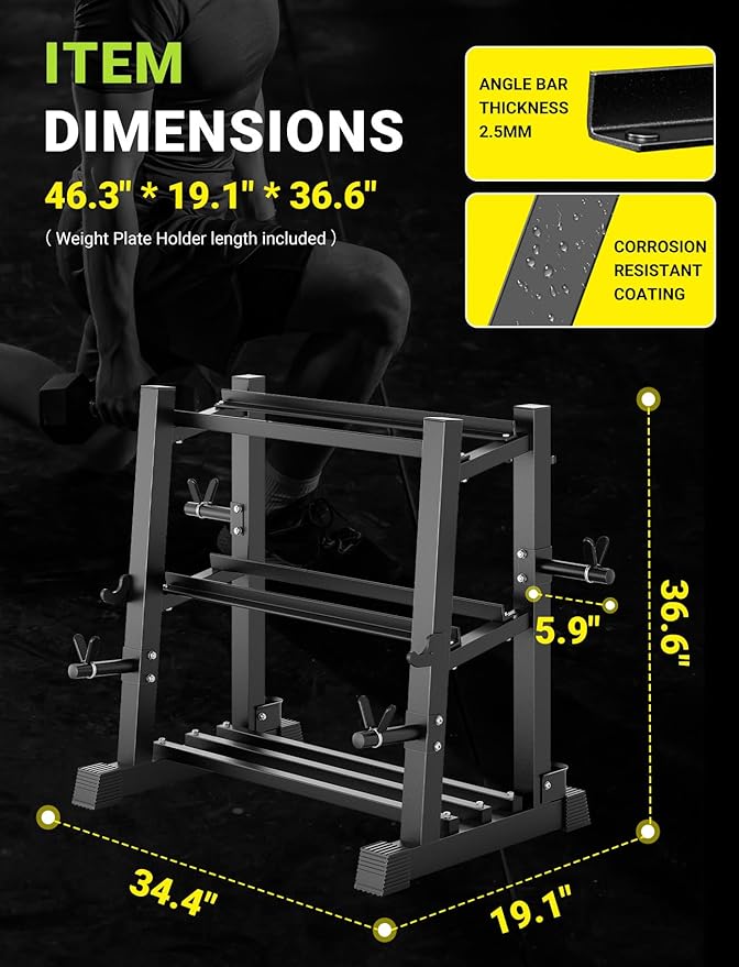 YOLEO Dumbbell Rack - 3 Tier & 5 Tier Compact Weight Rack for Dumbbell, Kettlebell, Barbell, Heavy Duty Weight Storage Organizer, Space-Saving Dumbbell Storage Stand Holder for Home Gym - 1100LBS Capacity (Rack Only)
