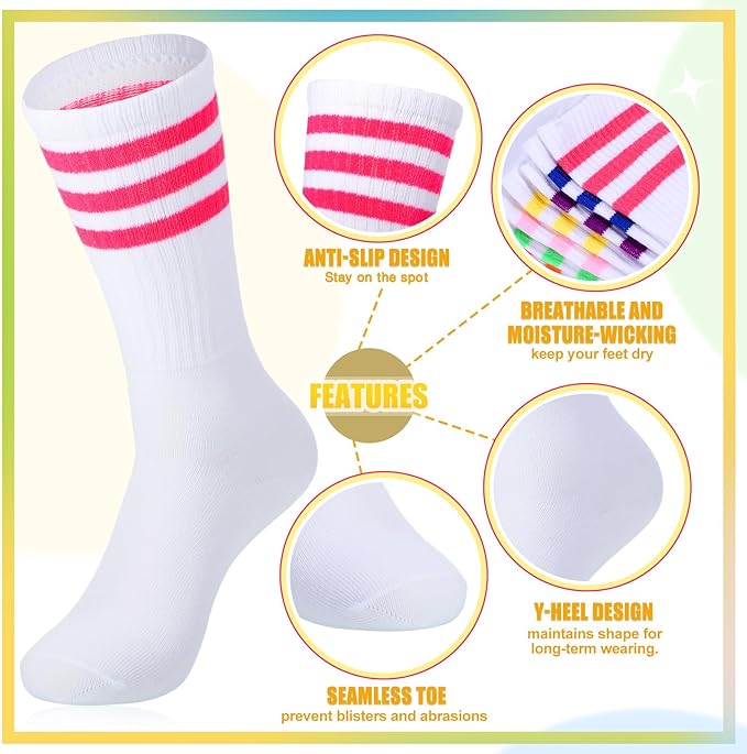 Hillban 80s Workout Outfit 80s Accessories for Women Men Neon Sweatbands Headbands for Tennis Volleyball Sport