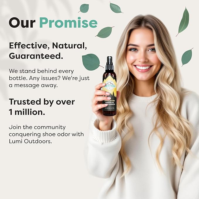 Lumi Outdoors Natural Shoe Deodorizer Spray & Odor Eliminator - Fresh Citrus Tea Tree Essential Oil Odor Eater