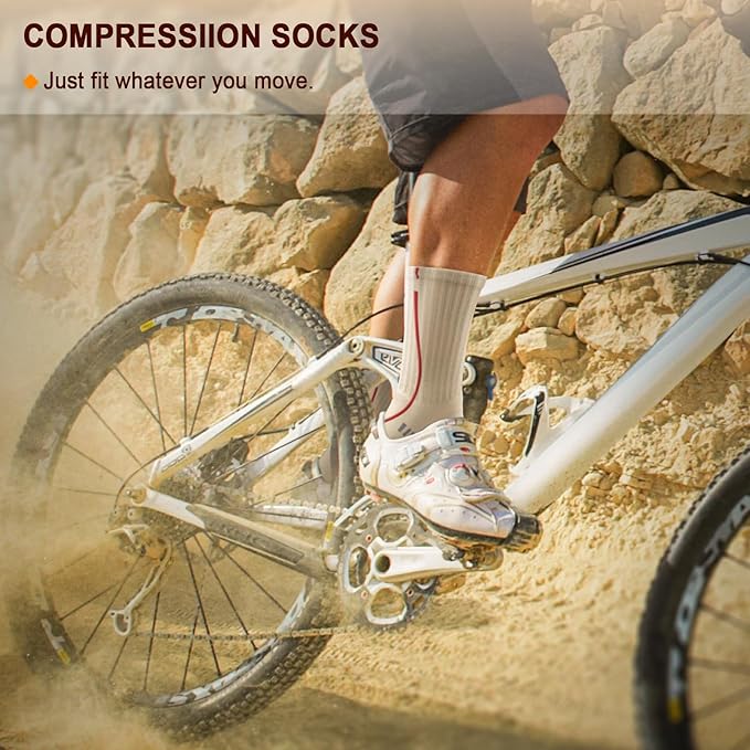 BULLIANT Compression Socks for Men 6Pairs, Athletic Crew Socks Cushioned For Men Sports Running-Arch Support