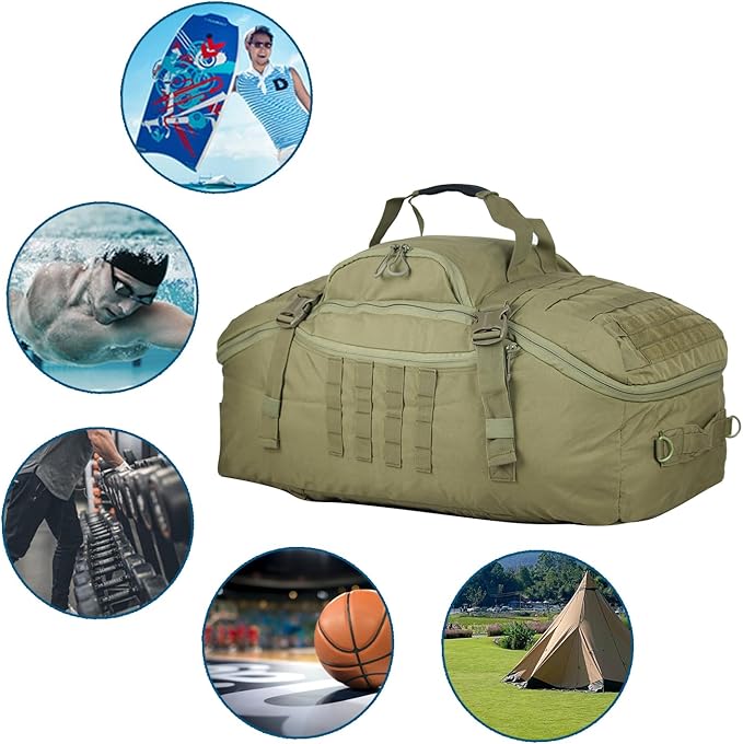 Gym Backpack for Men Sports Duffel Bag Gym Bags with Three Ways of Carrying (GREEN-60L)