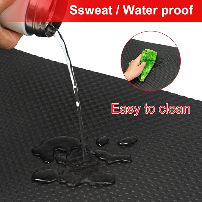 Bike Mat, Exercise Mat for Carpet & Hardwood Floors, Cushioned, Black