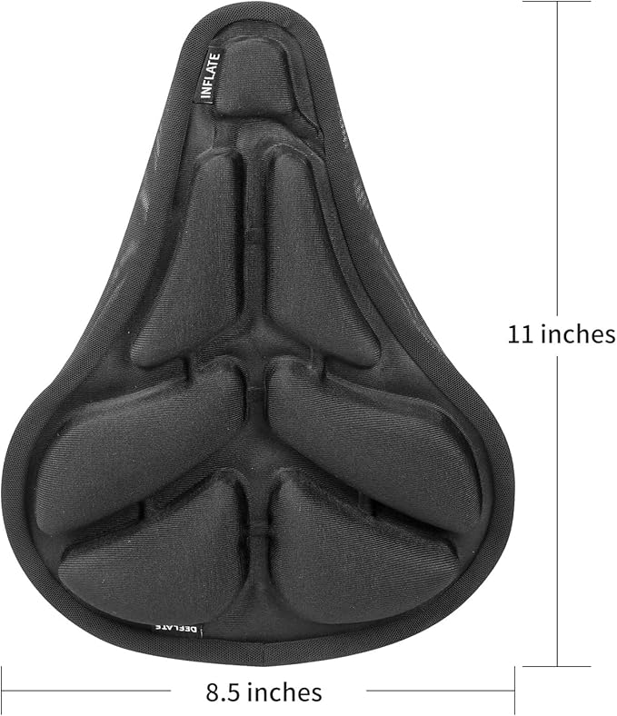 JFT Inflatable Bike Seat Cushion - Soft Air Cushion Bicycle Seat Cover with Adjustable Pressure - Extra Padding for Comfortable Rides - Ideal for Mountain, Sports & Stationary Bikes (Black)