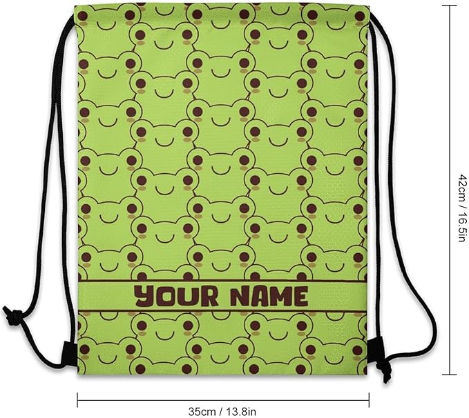 Custom Frog Drawstring Backpack - Cute Cinch Sack, String Backpacks for Kids Women Men Boys Girls for Gym Outdoor Sports Travel Athletic Drawstring Bag - Lightweight/Foldable
