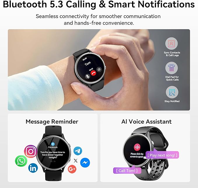 Smart Watches for Men, Fitness Tracker with Heart Rate & SpO2 Monitor, IP67 Waterproof Activity Tracker for Men & Women, Smart Watch for Android Phones and iPhone Compatible (Black)