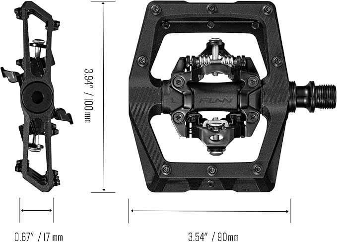 Funn Ripper2 Mountain Bike Clipless Pedals, Compatible with SPD Cleats, 9/16" CrMo Axle Bicycle Pedals