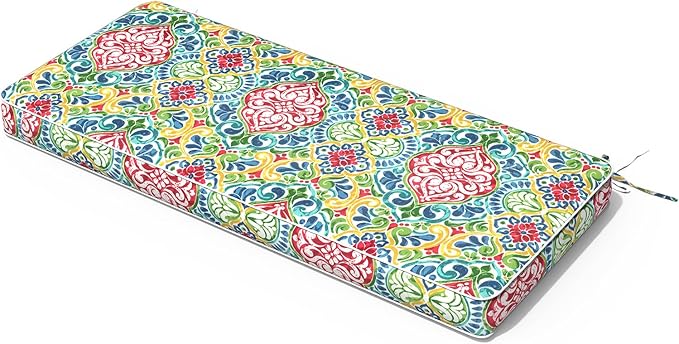 Outdoor Bench Cushion, Patio Furniture Cushion 45 x 18 x 3 Inch, Water Resistant Garden Sofa Swing Pad Settee Loveseat Couch Replacement Cushion, 1 Pack,Damask Red