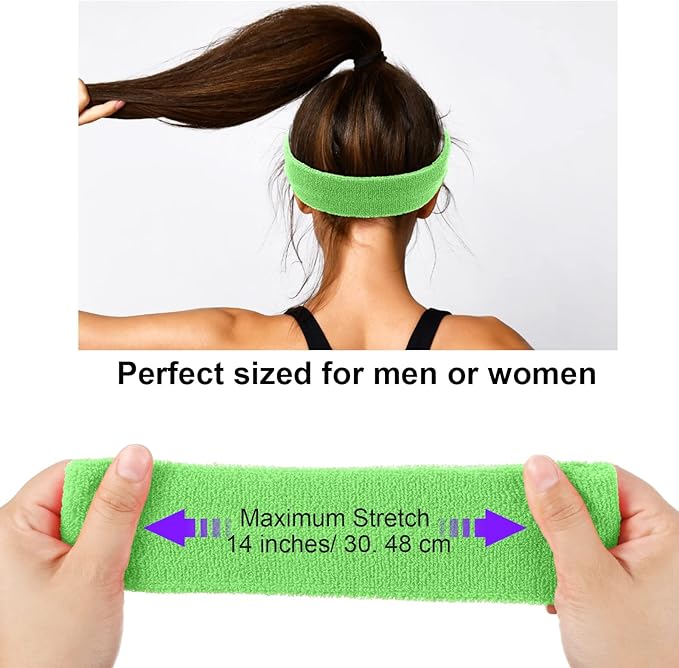 48 Pcs Football Sweatbands Bulk for Men Women Striped Sweatband Set, Include 16 Headband and 32 Wristbands Sports Neon Accessories for 80's Costume Party Athletic Gym