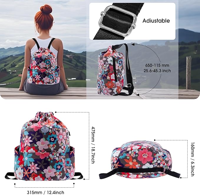 HUA ANGEL Drawstring Backpack Bag, Sport Gym Sackpack Lightweight Small Gym Bag for Men Women Pull String Sport Beach Bag