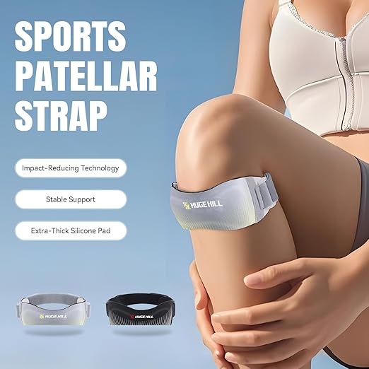 2-Pack Patella Knee Strap with Adjustable Compression & Ergonomic Silicone Pad – Lightweight Breathable Knee Support for Running, Jumping, Squats, Basketball, Workouts & Joint Pain Relief (Black)