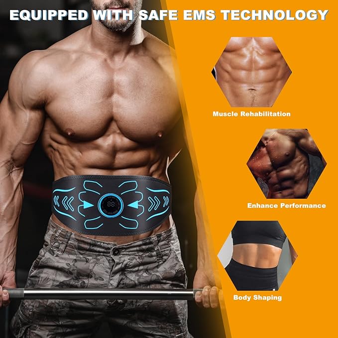 Electronic Muscle Stimulator - Fitness Training Equipment for Men & Women, 8 Modes Electronic Abdominal Stimulator for Full Body Workout, Fitness Equipment for Strength Training, Toning, Recovery