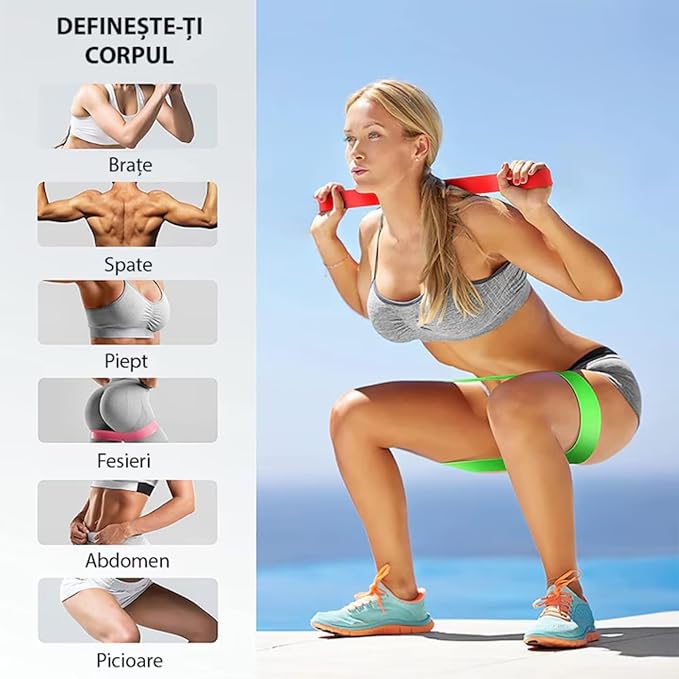 Resistance Bands,Set of 5 Exercise Bands with Different Strength Levels,Elastic Resistance Loop Bands for Exercise, Pilates,Yoga, Stretching, Home Fitness