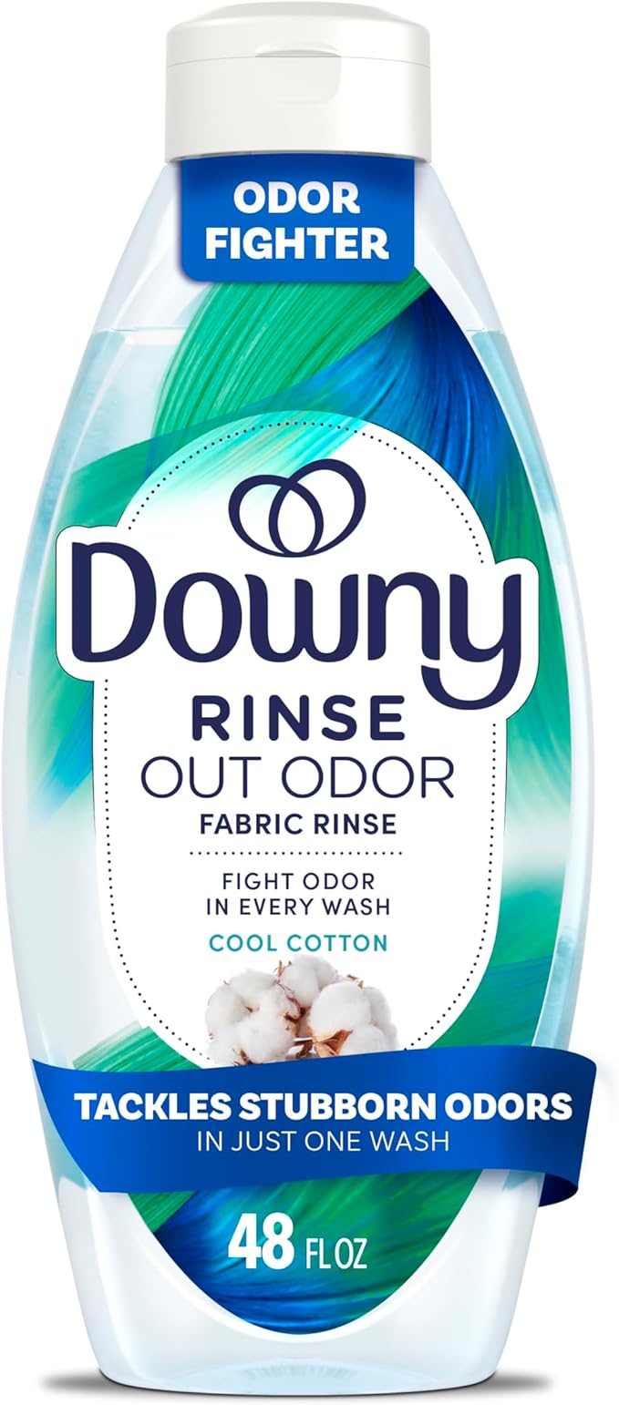 Downy Rinse & Refresh Laundry Odor Remover And Fabric Softener, Cool Cotton, 48 Fl Oz, HE Compatible Laundry Sanitizer, Safe On All Fabrics, Downy Fabric Softener, Liquid Fabric Softener