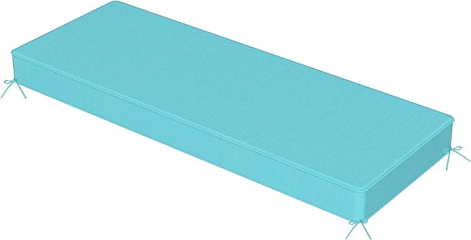 Sundale Outdoor Olefin Bench Cushion， Water-Resistant Patio Couch Cushion, Loveseat Sofa Pad with Straps Teal, 59 x 18 x 4 Inches