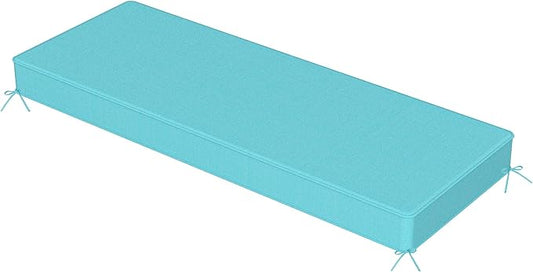 Sundale Outdoor Olefin Bench Cushion， Water-Resistant Patio Couch Cushion, Loveseat Sofa Pad with Straps Teal, 59 x 18 x 4 Inches