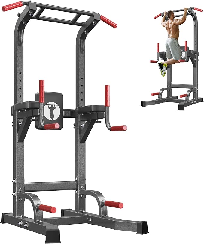 SogesPower Multi-Function Power Tower Pull Up Bar Station Pull Up Dip Station for Home Gym, Adjustable Height Pull Up Bar Stand Dip Bar Strength Training Workout Equipment